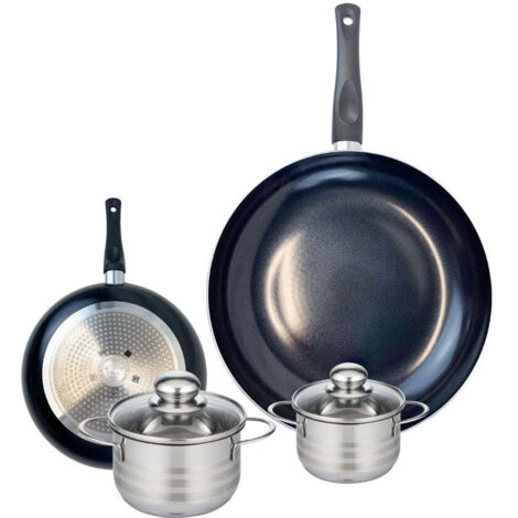 Ensemble de 2 Poêles de cuisson 20 et 32 cm et 2 faitouts 12 et 14 cm Elo Prima Brillant