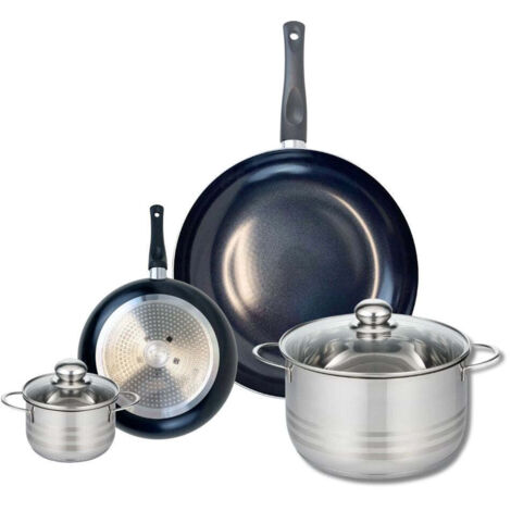 Ensemble de 2 Poêles de cuisson 20 et 32 cm et 2 faitouts 12 et 24 cm Elo Prima Brillant