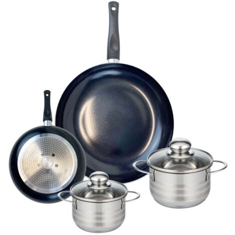Ensemble de 2 Poêles de cuisson 20 et 32 cm et 2 faitouts 14 et 16 cm Elo Prima Brillant