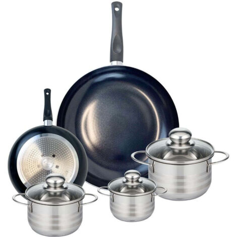 Ensemble de 2 Poêles de cuisson 20 et 32 cm et 3 faitouts 12, 14 et 16 cm Elo Prima Brillant