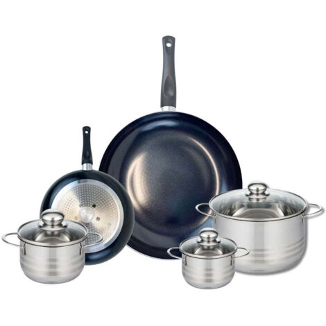 Ensemble de 2 Poêles de cuisson 20 et 32 cm et 3 faitouts 12, 14 et 20 cm Elo Prima Brillant