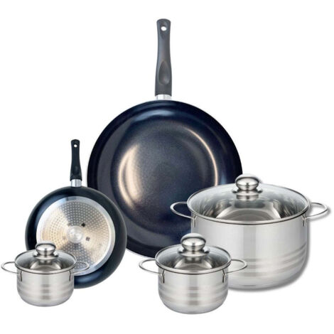 Ensemble de 2 Poêles de cuisson 20 et 32 cm et 3 faitouts 12, 14 et 24 cm Elo Prima Brillant