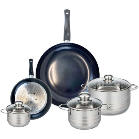 Ensemble de 2 Poêles de cuisson 20 et 32 cm et 3 faitouts 12, 16 et 20 cm Elo Prima Brillant