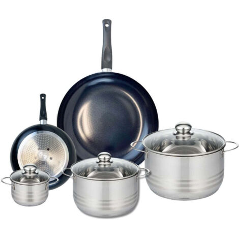 Ensemble de 2 Poêles de cuisson 20 et 32 cm et 3 faitouts 12, 20 et 24 cm Elo Prima Brillant