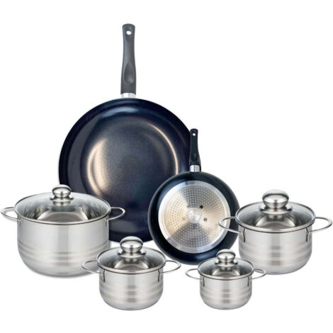 Ensemble de 2 Poêles de cuisson 20 et 32 cm et 4 faitouts 12, 14, 16 et 20 cm Elo Prima Brillant
