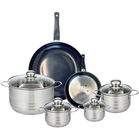 Ensemble de 2 Poêles de cuisson 20 et 32 cm et 4 faitouts 12, 14, 16 et 24 cm Elo Prima Brillant