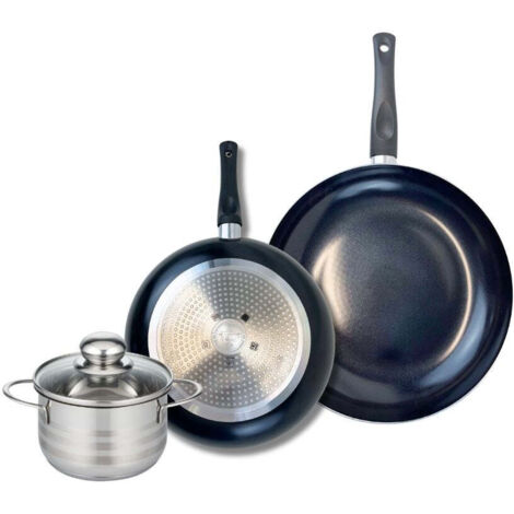 Ensemble de 2 Poêles de cuisson 24 et 28 cm et 1 faitout 14 cm Elo Prima Brillant