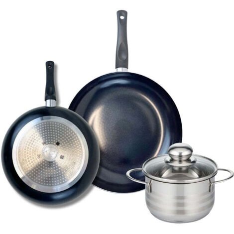 Ensemble de 2 Poêles de cuisson 24 et 28 cm et 1 faitout 16 cm Elo Prima Brillant
