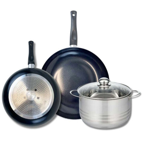Ensemble de 2 Poêles de cuisson 24 et 28 cm et 1 faitout 20 cm Elo Prima Brillant
