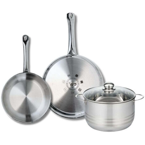 Ensemble de 2 Poêles de cuisson 24 et 28 cm et 1 faitout 20 cm Elo Profi Brillant