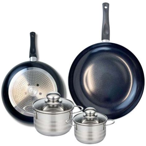 Ensemble de 2 Poêles de cuisson 24 et 28 cm et 2 faitouts 12 et 14 cm Elo Prima Brillant