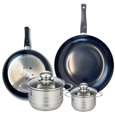 Ensemble de 2 Poêles de cuisson 24 et 28 cm et 2 faitouts 12 et 16 cm Elo Prima Brillant