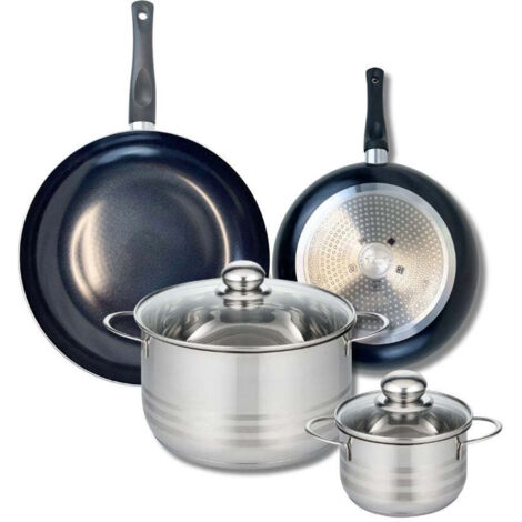 Ensemble de 2 Poêles de cuisson 24 et 28 cm et 2 faitouts 16 et 24 cm Elo Prima Brillant