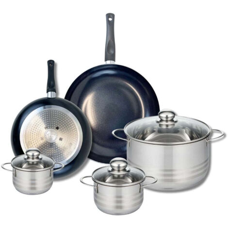 Ensemble de 2 Poêles de cuisson 24 et 28 cm et 3 faitouts 12, 14 et 24 cm Elo Prima Brillant