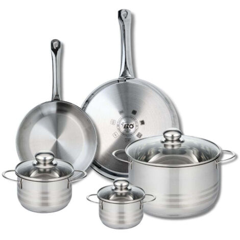Ensemble de 2 Poêles de cuisson 24 et 28 cm et 3 faitouts 12, 14 et 24 cm Elo Profi Brillant