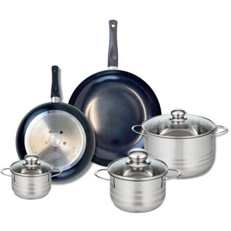 Ensemble de 2 Poêles de cuisson 24 et 28 cm et 3 faitouts 12, 16 et 20 cm Elo Prima Brillant