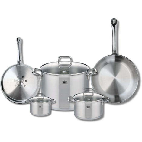 Ensemble de 2 Poêles de cuisson 24 et 28 cm et 3 faitouts 12, 16 et 26 cm Elo Profi Citrin