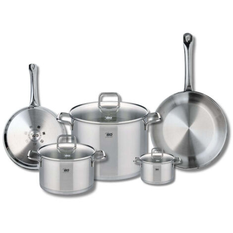 Ensemble de 2 Poêles de cuisson 24 et 28 cm et 3 faitouts 12, 20 et 26 cm Elo Profi Citrin