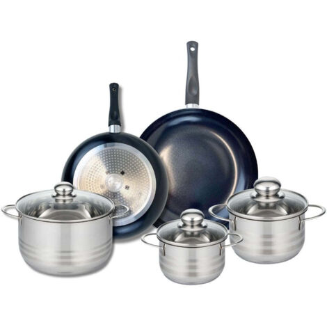Ensemble de 2 Poêles de cuisson 24 et 28 cm et 3 faitouts 14, 16 et 20 cm Elo Prima Brillant