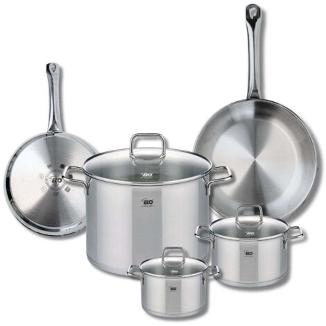 Ensemble de 2 Poêles de cuisson 24 et 28 cm et 3 faitouts 14, 16 et 26 cm Elo Profi Citrin