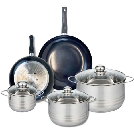 Ensemble de 2 Poêles de cuisson 24 et 28 cm et 3 faitouts 14, 20 et 24 cm Elo Prima Brillant
