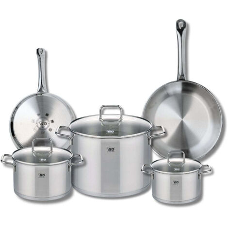 Ensemble de 2 Poêles de cuisson 24 et 28 cm et 3 faitouts 16, 20 et 26 cm Elo Profi Citrin