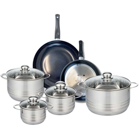 Ensemble de 2 Poêles de cuisson 24 et 28 cm et 4 faitouts 14, 16, 20 et 24 cm Elo Prima Brillant