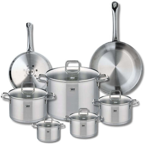 Ensemble de 2 Poêles de cuisson 24 et 28 cm et 5 faitouts 12, 14, 16, 20 et 26 cm Elo Profi Citrin