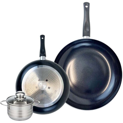 Ensemble de 2 Poêles de cuisson 24 et 32 cm et 1 faitout 12 cm Elo Prima Brillant