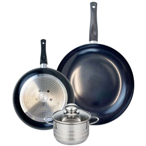 Ensemble de 2 Poêles de cuisson 24 et 32 cm et 1 faitout 14 cm Elo Prima Brillant