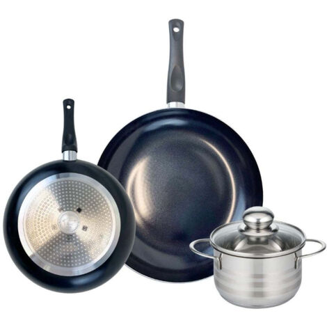 Ensemble de 2 Poêles de cuisson 24 et 32 cm et 1 faitout 16 cm Elo Prima Brillant