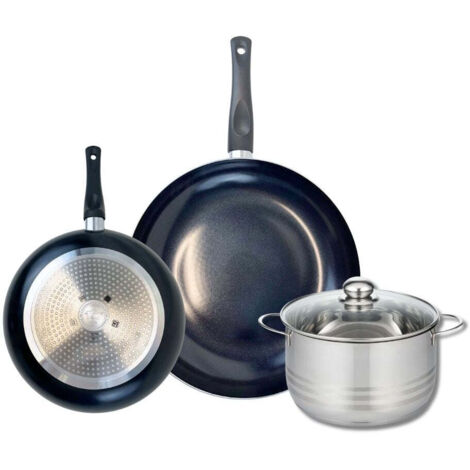 Ensemble de 2 Poêles de cuisson 24 et 32 cm et 1 faitout 20 cm Elo Prima Brillant