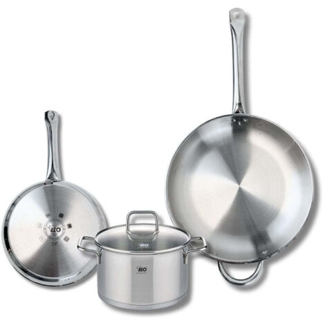 Ensemble de 2 Poêles de cuisson 24 et 32 cm et 1 faitout 20 cm Elo Profi Citrin