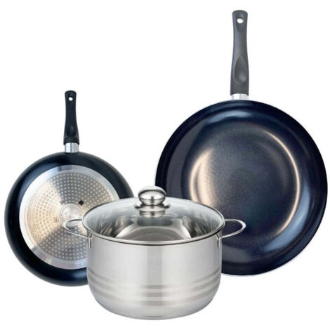 Ensemble de 2 Poêles de cuisson 24 et 32 cm et 1 faitout 24 cm Elo Prima Brillant