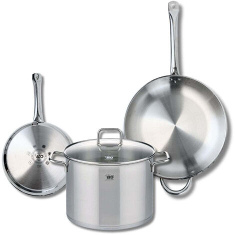 Ensemble de 2 Poêles de cuisson 24 et 32 cm et 1 faitout 26 cm Elo Profi Citrin