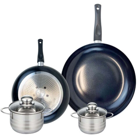 Ensemble de 2 Poêles de cuisson 24 et 32 cm et 2 faitouts 12 et 14 cm Elo Prima Brillant