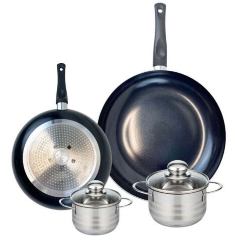Ensemble de 2 Poêles de cuisson 24 et 32 cm et 2 faitouts 14 et 16 cm Elo Prima Brillant