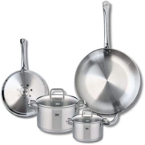 Ensemble de 2 Poêles de cuisson 24 et 32 cm et 2 faitouts 14 et 20 cm Elo Profi Citrin