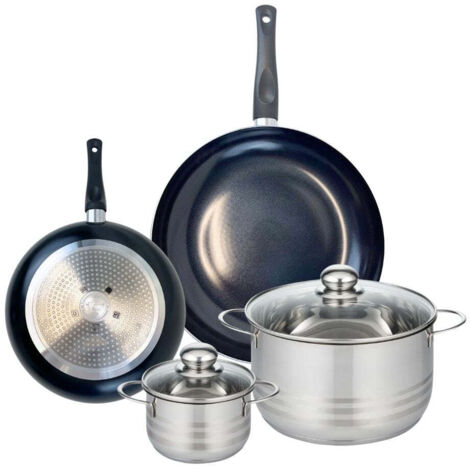 Ensemble de 2 Poêles de cuisson 24 et 32 cm et 2 faitouts 14 et 24 cm Elo Prima Brillant