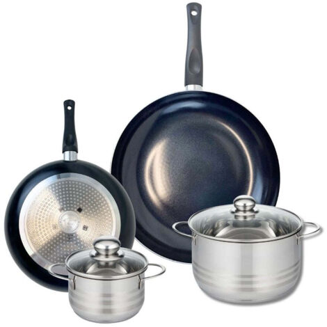 Ensemble de 2 Poêles de cuisson 24 et 32 cm et 2 faitouts 16 et 20 cm Elo Prima Brillant