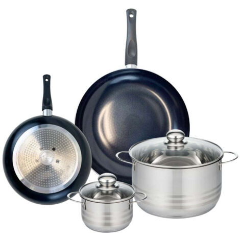 Ensemble de 2 Poêles de cuisson 24 et 32 cm et 2 faitouts 16 et 24 cm Elo Prima Brillant