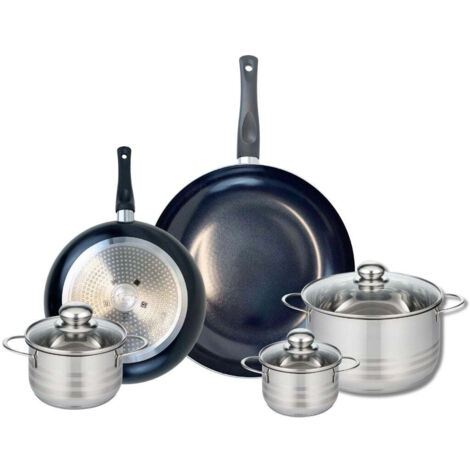 Ensemble de 2 Poêles de cuisson 24 et 32 cm et 3 faitouts 12, 14 et 24 cm Elo Prima Brillant