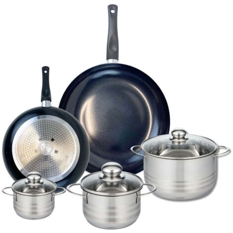 Ensemble de 2 Poêles de cuisson 24 et 32 cm et 3 faitouts 12, 16 et 20 cm Elo Prima Brillant