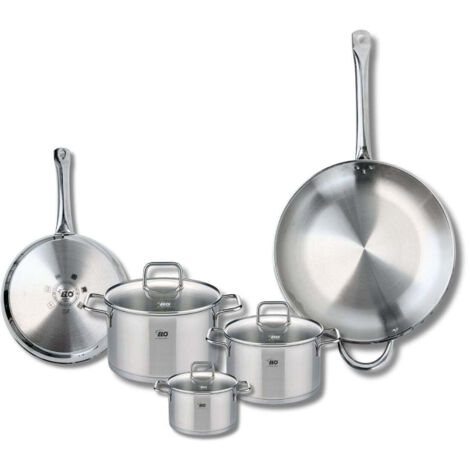 Ensemble de 2 Poêles de cuisson 24 et 32 cm et 3 faitouts 12, 16 et 20 cm Elo Profi Citrin