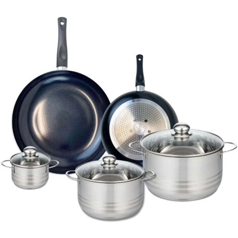 Ensemble de 2 Poêles de cuisson 24 et 32 cm et 3 faitouts 12, 20 et 24 cm Elo Prima Brillant