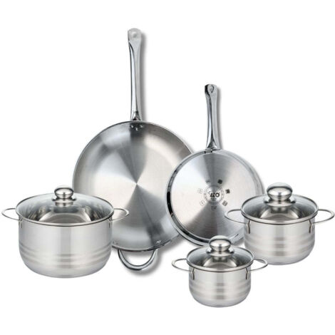 Ensemble de 2 Poêles de cuisson 24 et 32 cm et 3 faitouts 14, 16 et 20 cm Elo Profi Brillant
