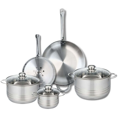 Ensemble de 2 Poêles de cuisson 24 et 32 cm et 3 faitouts 14, 20 et 24 cm Elo Profi Brillant