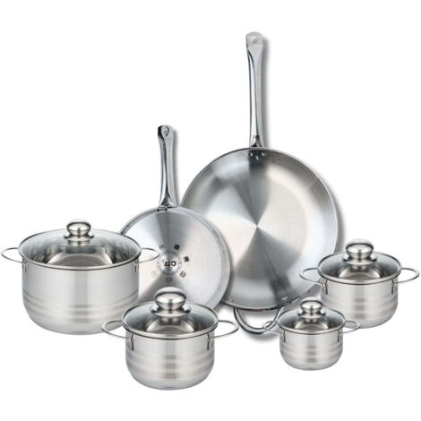 Ensemble de 2 Poêles de cuisson 24 et 32 cm et 4 faitouts 12, 14, 16 et 20 cm Elo Profi Brillant