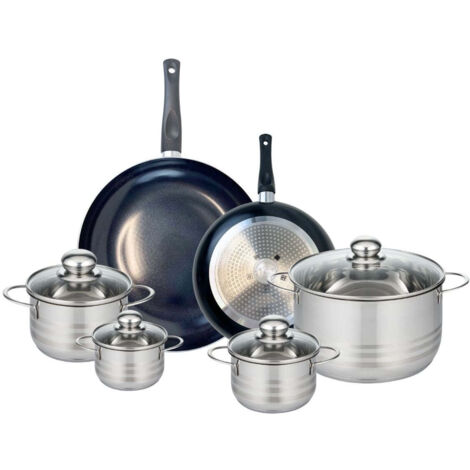 Ensemble de 2 Poêles de cuisson 24 et 32 cm et 4 faitouts 12, 14, 16 et 24 cm Elo Prima Brillant