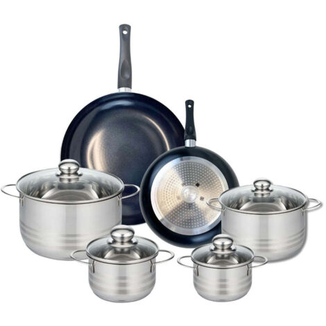 Ensemble de 2 Poêles de cuisson 24 et 32 cm et 4 faitouts 14, 16, 20 et 24 cm Elo Prima Brillant